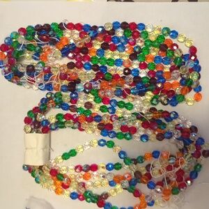 2 Multicolor  Rainbow 8mm Bead Strands- 1/4 Mass NEW